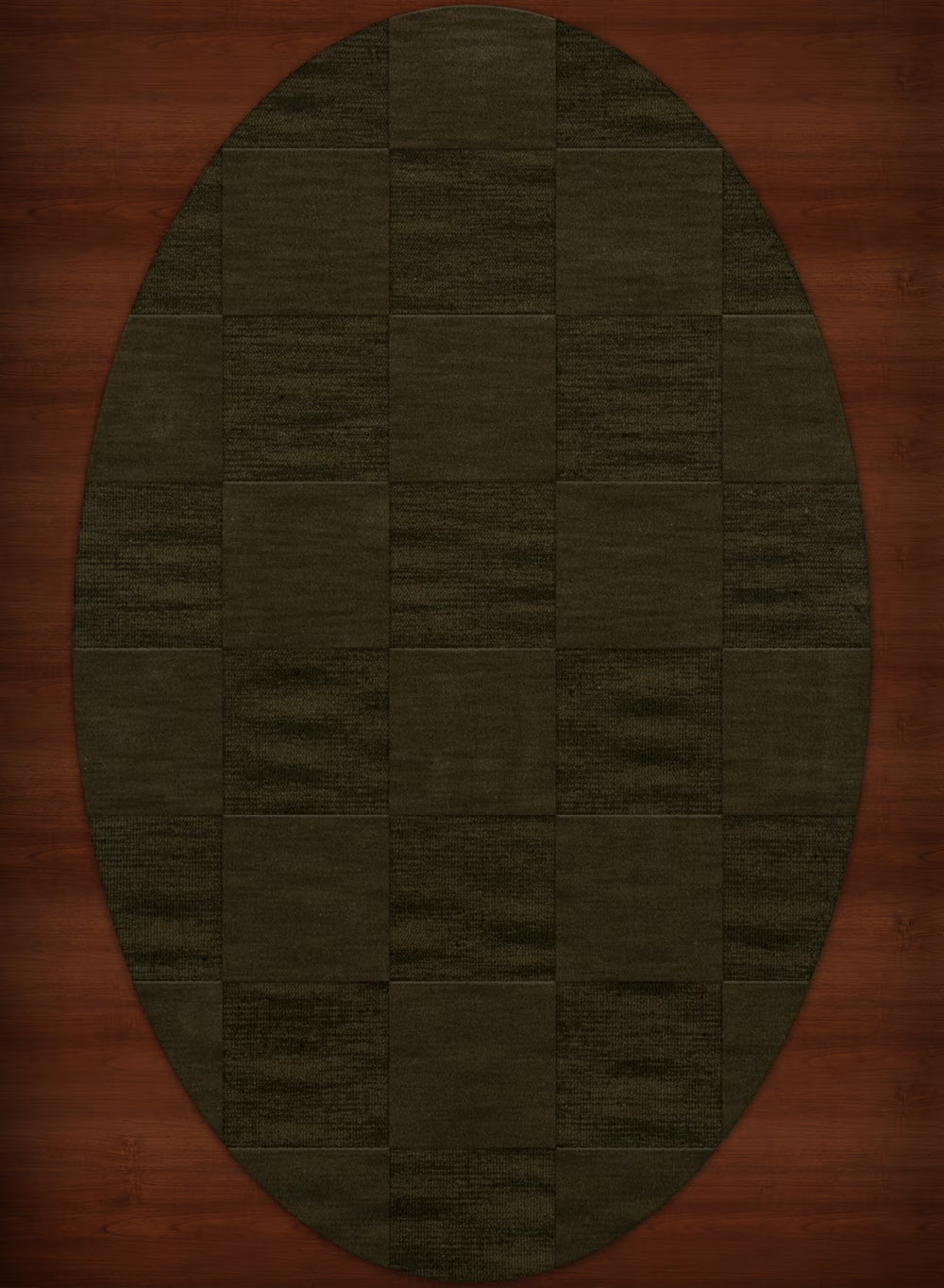 Olive Checkered Area Rug 5' x 8' Oval D876543