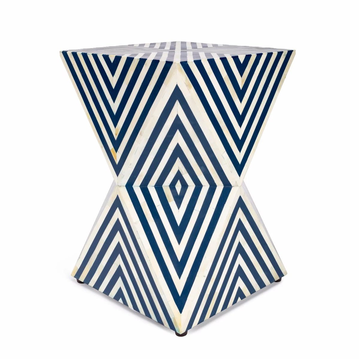 Blue and White Bone Inlay End Table V33815