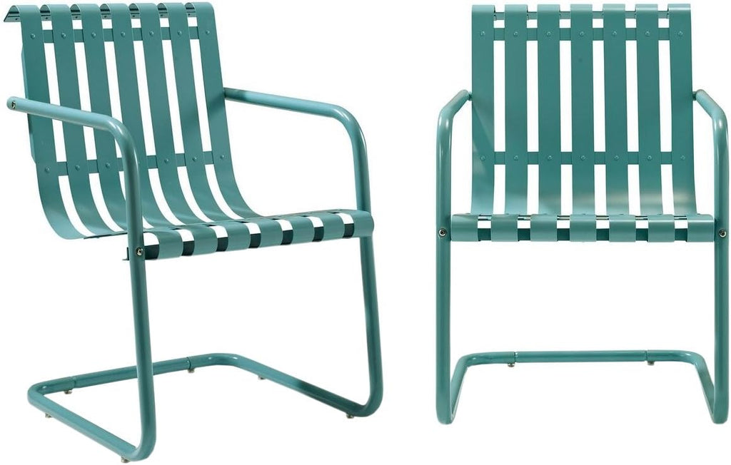 Caribbean Blue Metal Outdoor Spring Chair (Set of 2) R748862
