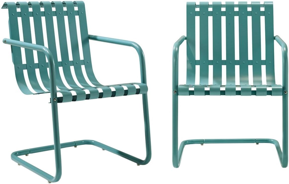 Caribbean Blue Metal Outdoor Spring Chair (Set of 2) R748862