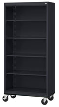 Steel Mobile Bookcase 36"W x 18"D x 78"H Black K568264