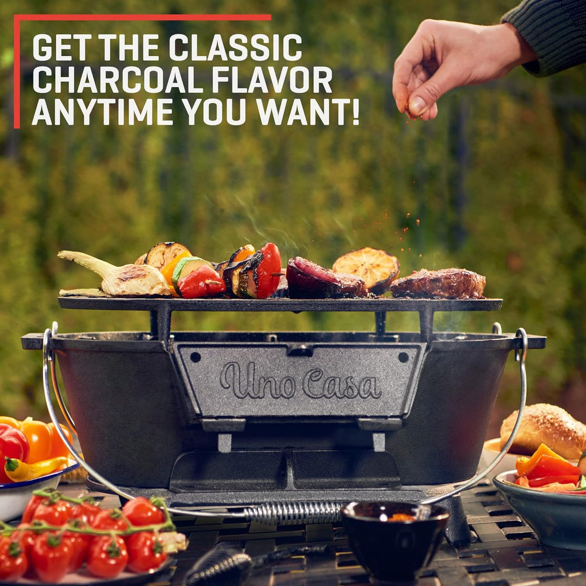 Pre-Seasoned Small Charcoal Grill with Waterproof Cover Y1000