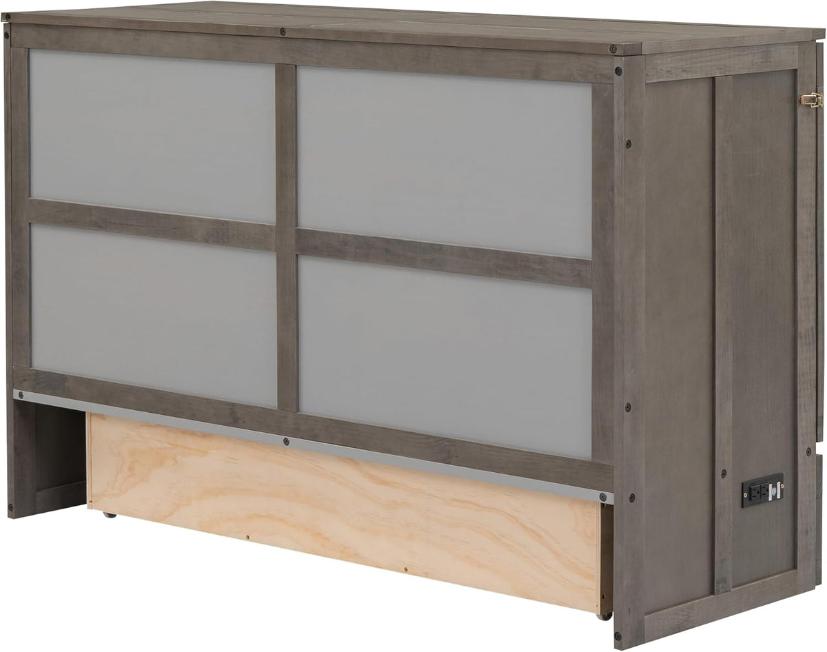 Queen Murphy Bed Cabinet with Drawer and Charging Station E4207