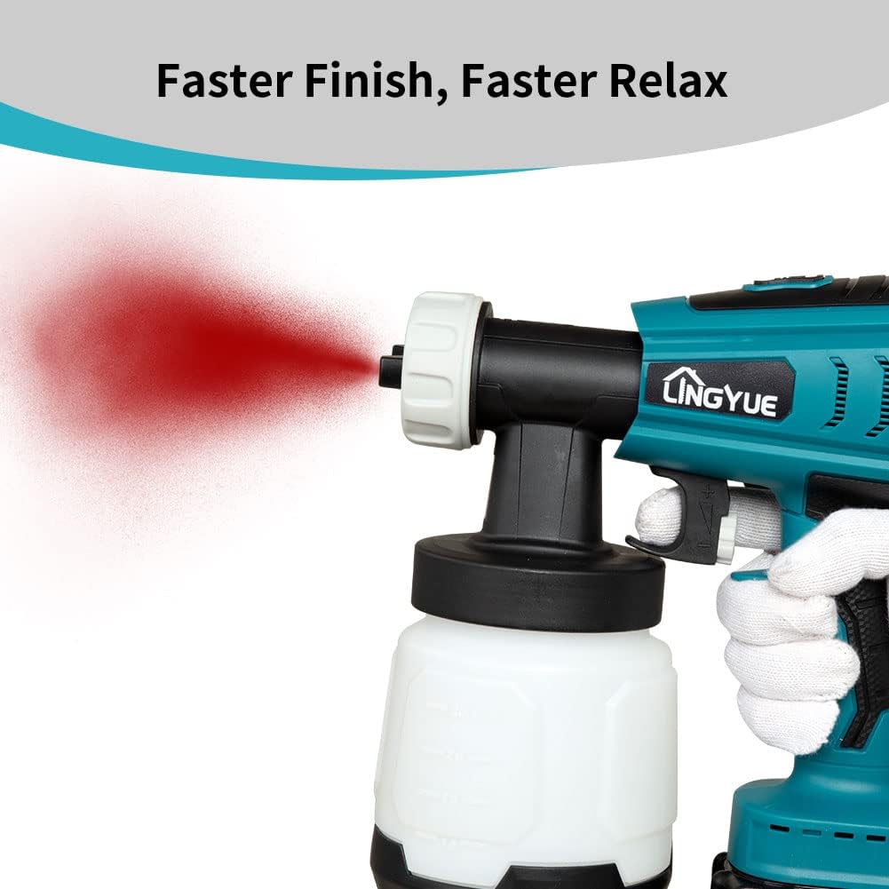 Cordless Paint Sprayer for 18V Battery, 3 Copper Nozzles, HVLP Spray Gun A24493