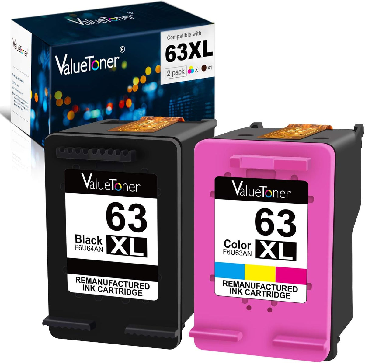 Remanufactured Ink Cartridge Replacement 1 Black 1 Color Pack of 2 P258323