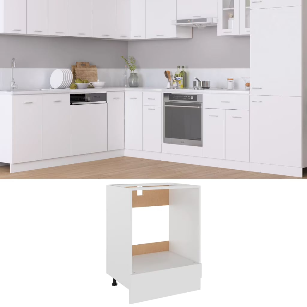 White Oven Cabinet Engineered Wood X71953