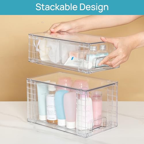 4 Pack Clear Stackable Plastic Storage Drawers R5315