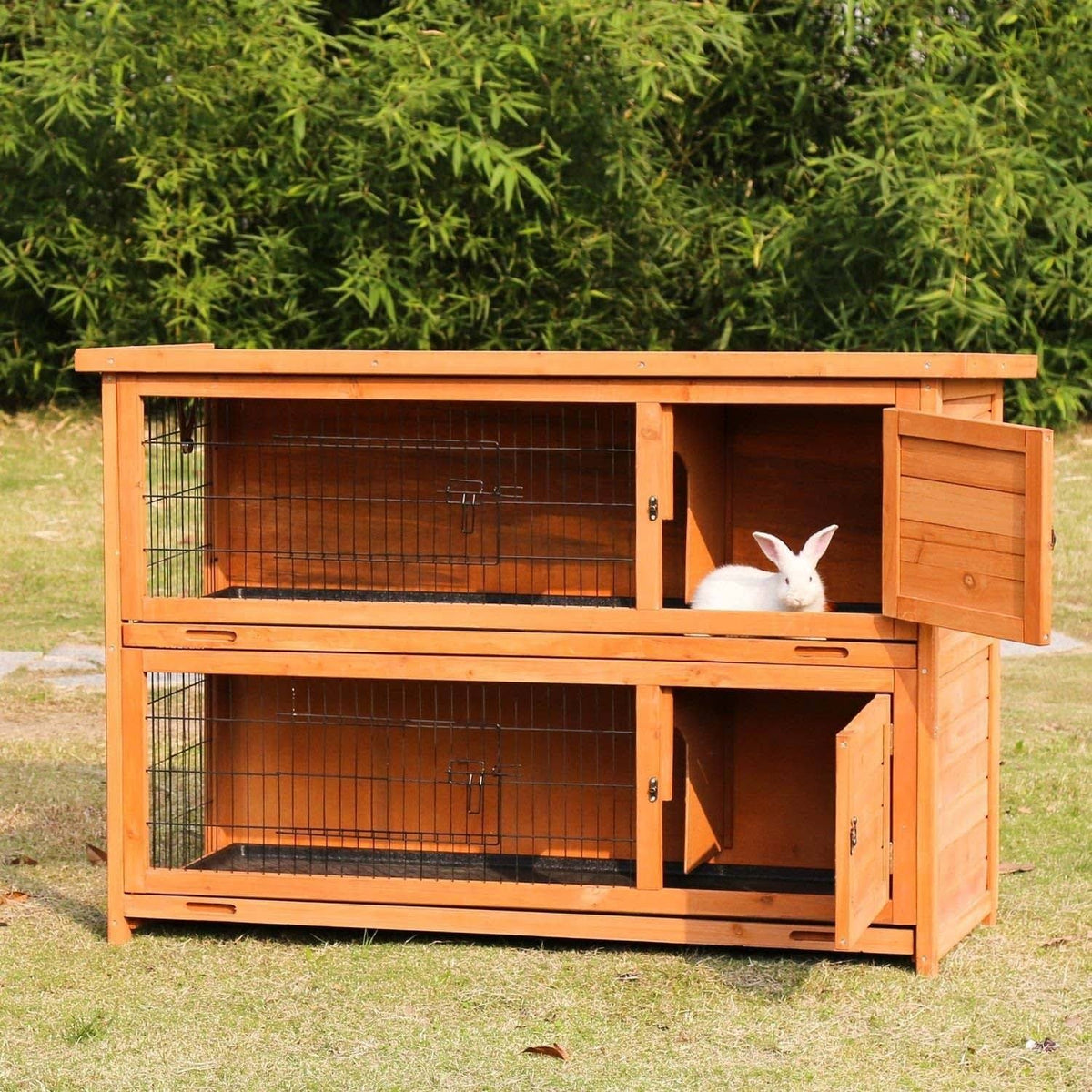 Wooden Rabbit Hutch Bunny Cage Small Animal Pet Cage G56348