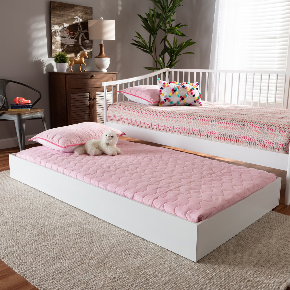 White Finished Wood Twin Size Trundle E561