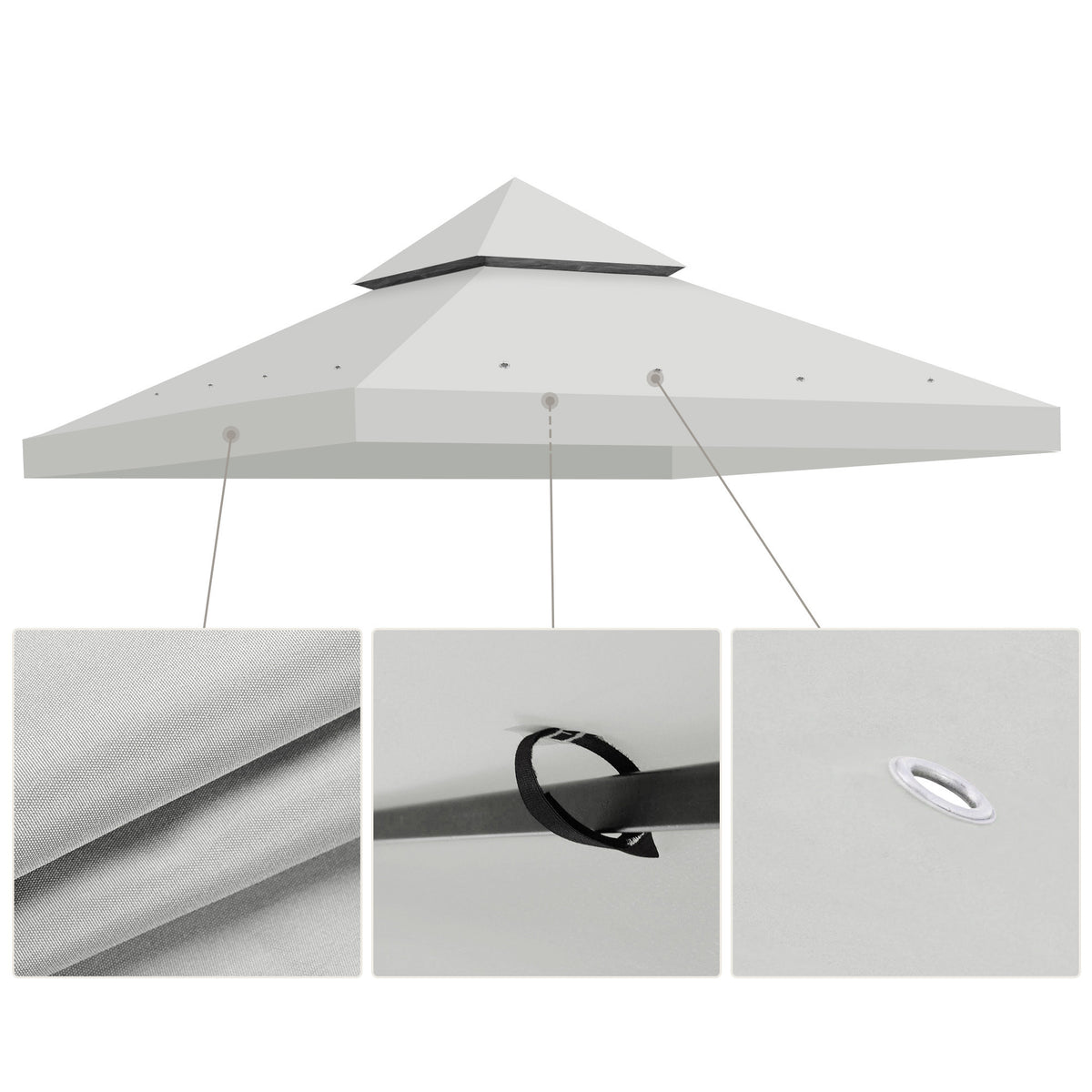 10x10ft Grey Gazebo Canopy Replacement M3492
