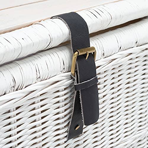 White/Brown Rattan Storage Trunk Q4619