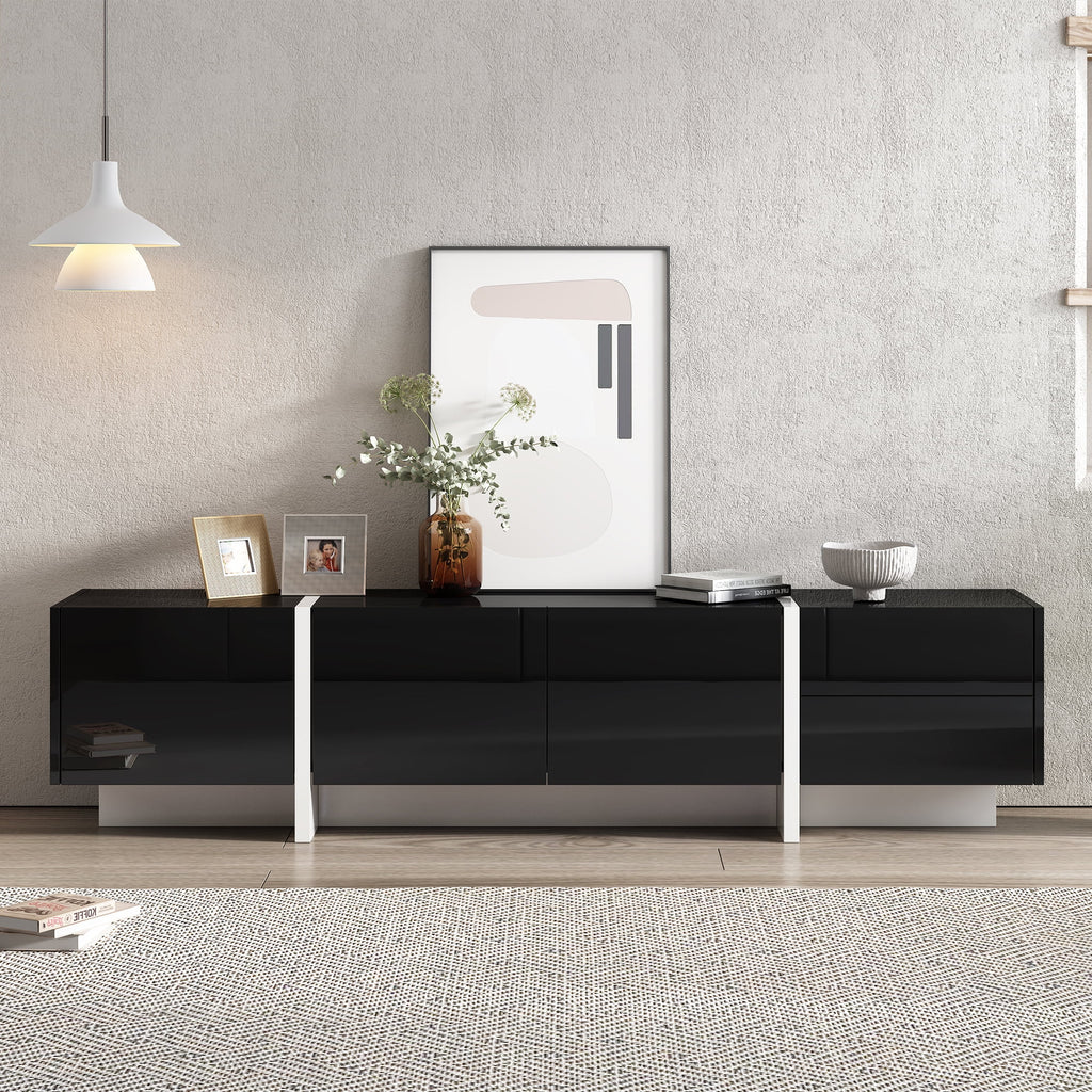 White & Black Contemporary Rectangle TV Stand K31399