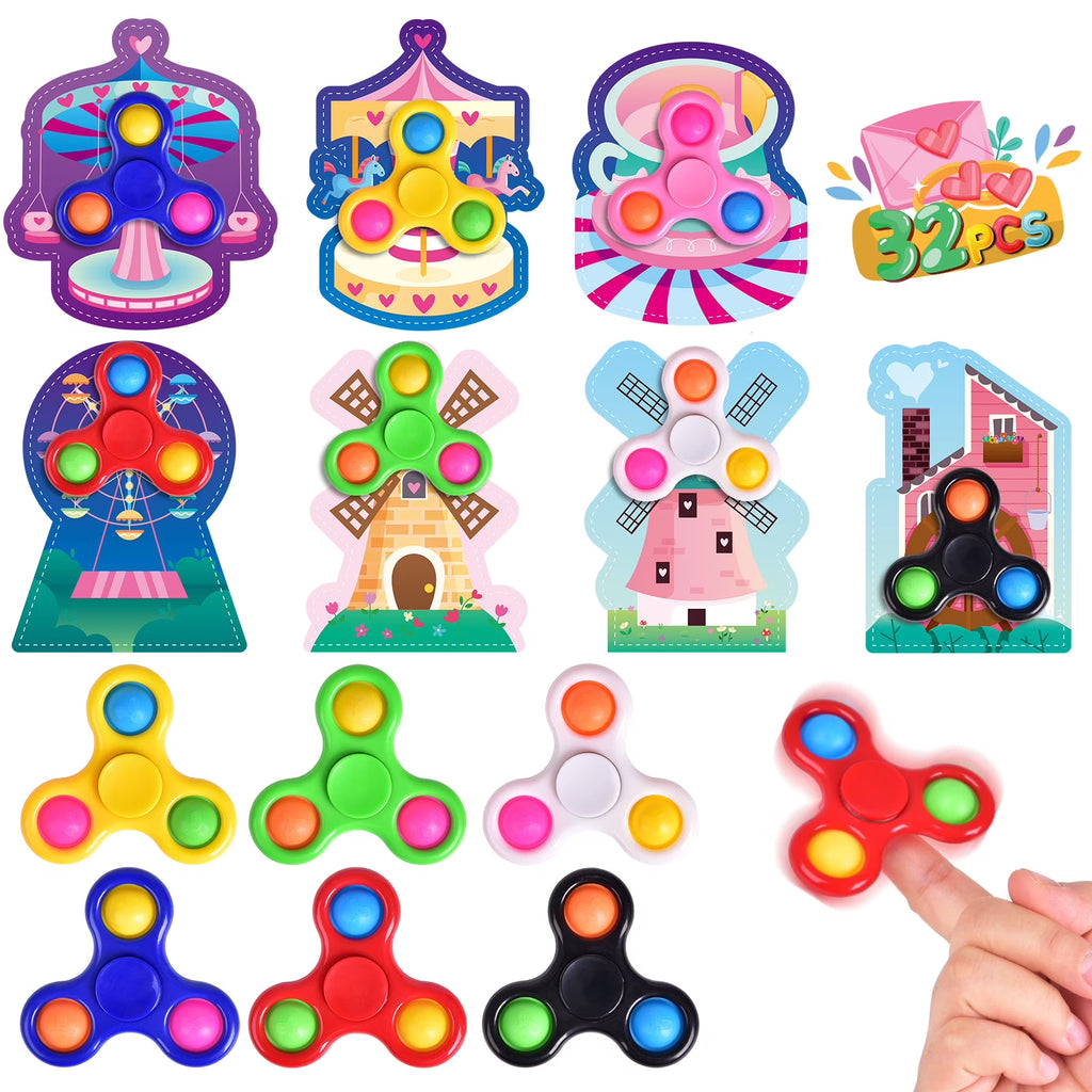 28 Packs Valentines Cards with Fidget Spinner X9808