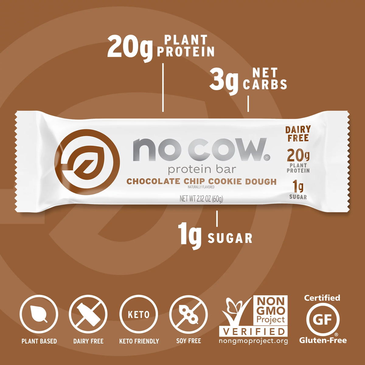 Chocolate Chip Cookie Dough Vegan Protein Bars, Box of 12 G814