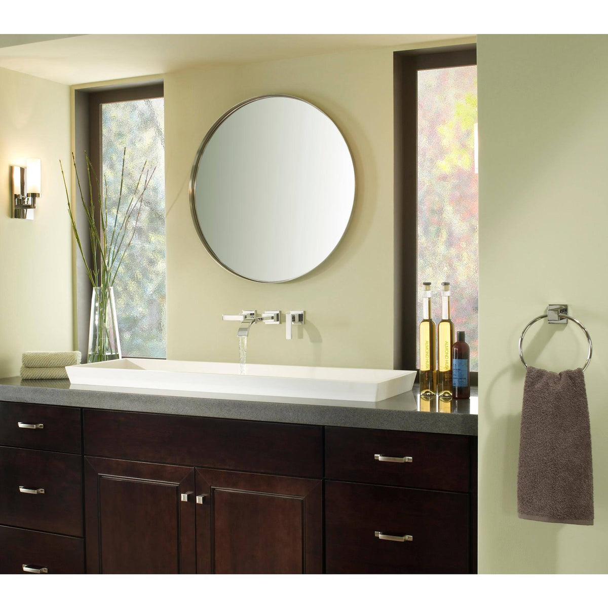 Satin Nickel Wall Mount Bathroom Faucet D5823