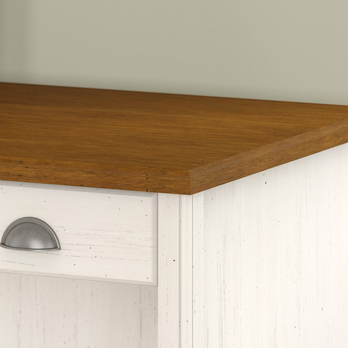 Antique White Computer Desk with 2-Drawer File Cabinet A61258