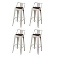 Antique Red Low Back Metal Stool with PU Leather Seat Set of 4 X4007