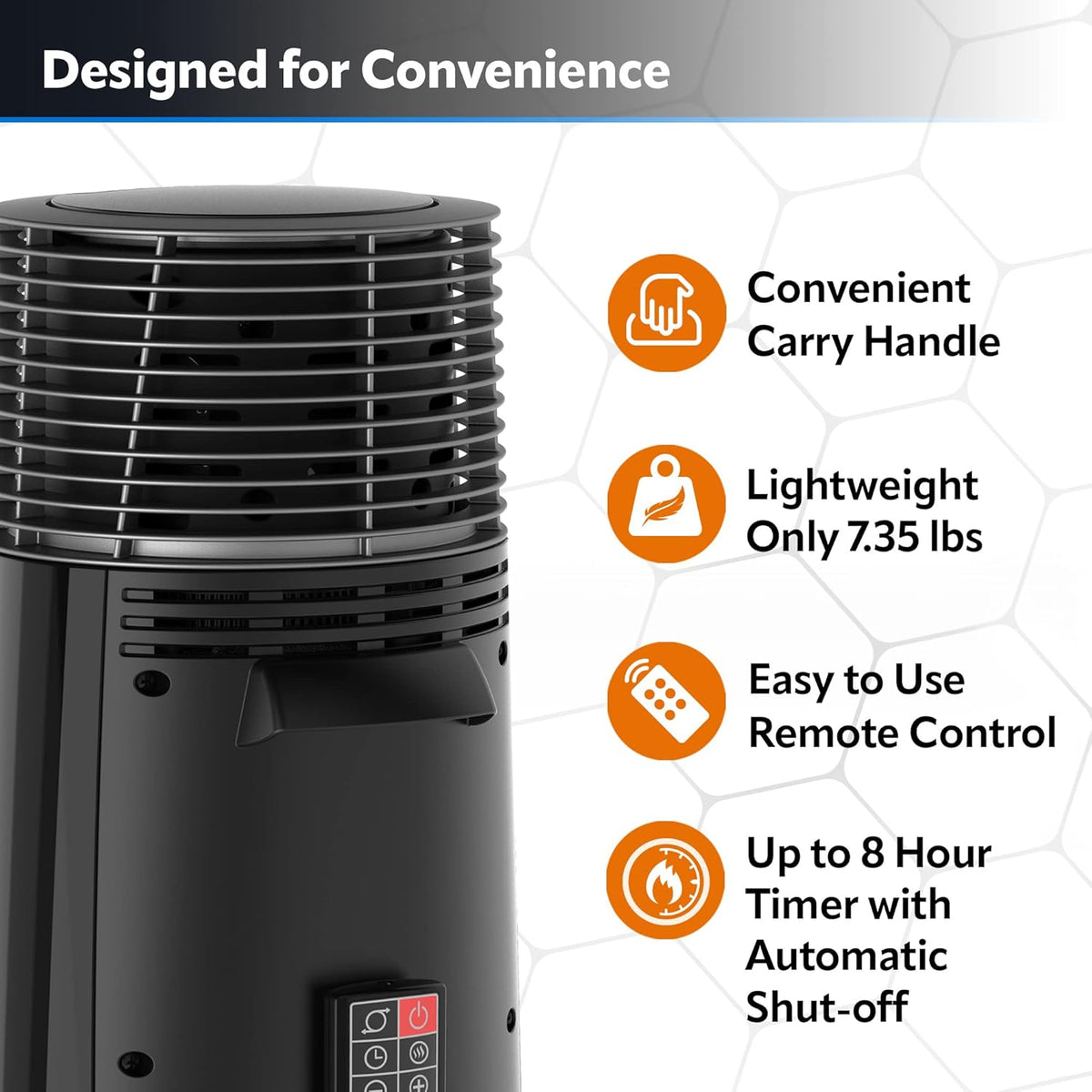 Black 1500W Oscillating Ceramic Tower Heater D87768