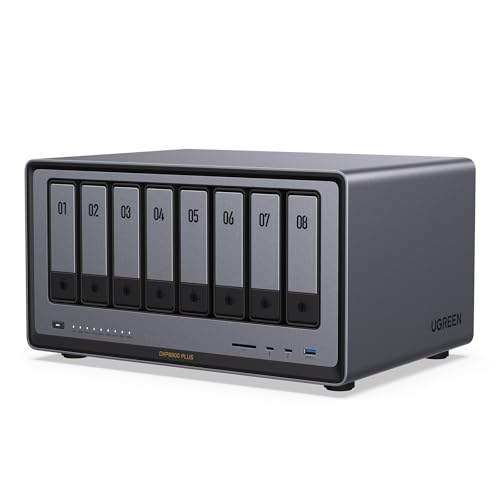 8-Bay Desktop NAS, Intel i5 1235u 10-Core CPU, 8GB DDR5 RAM, 128G SSD, 2 * 10GbE, 2 * M.2 NVMe Slots, 8K HDMI, 2 * TBT4, Diskless C248962