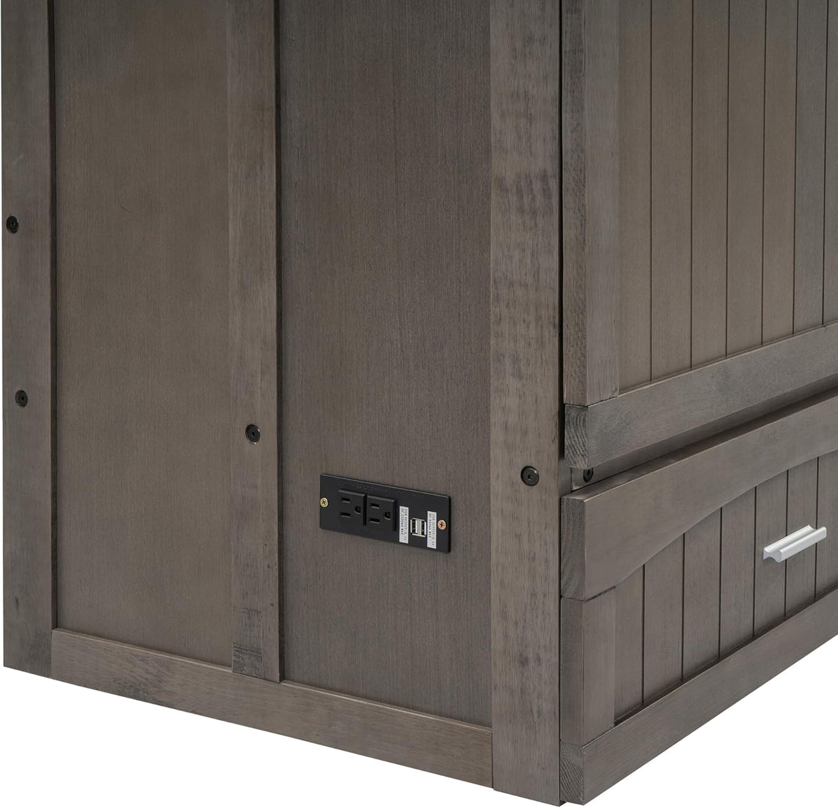 Queen Murphy Bed Cabinet with Drawer and Charging Station E4207