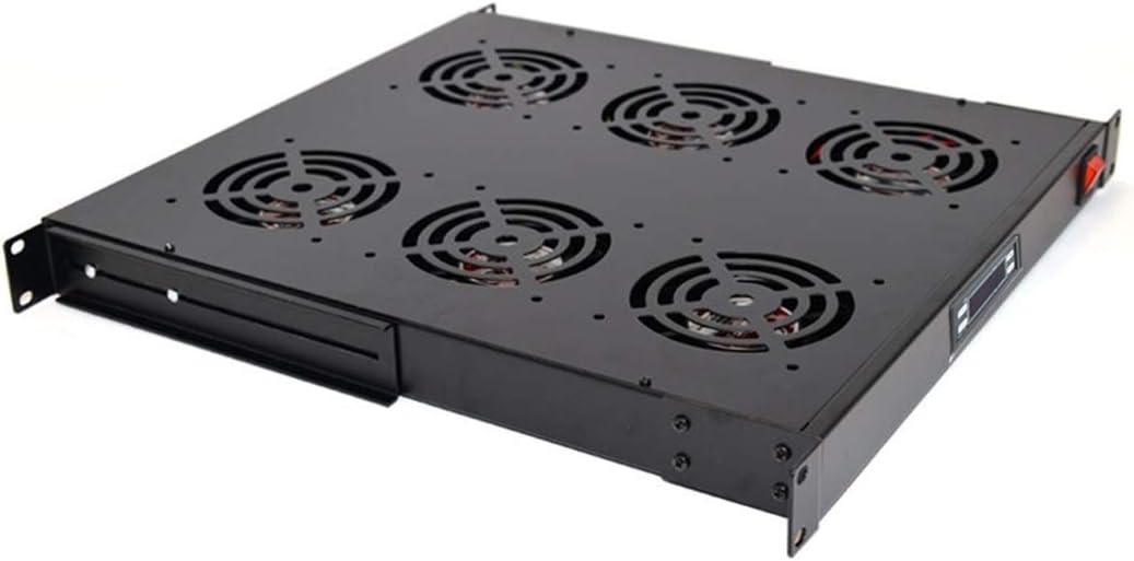 6 Cooling Fans for 19'' Server Cabinet/Rack with Thermostat Gauge W446373