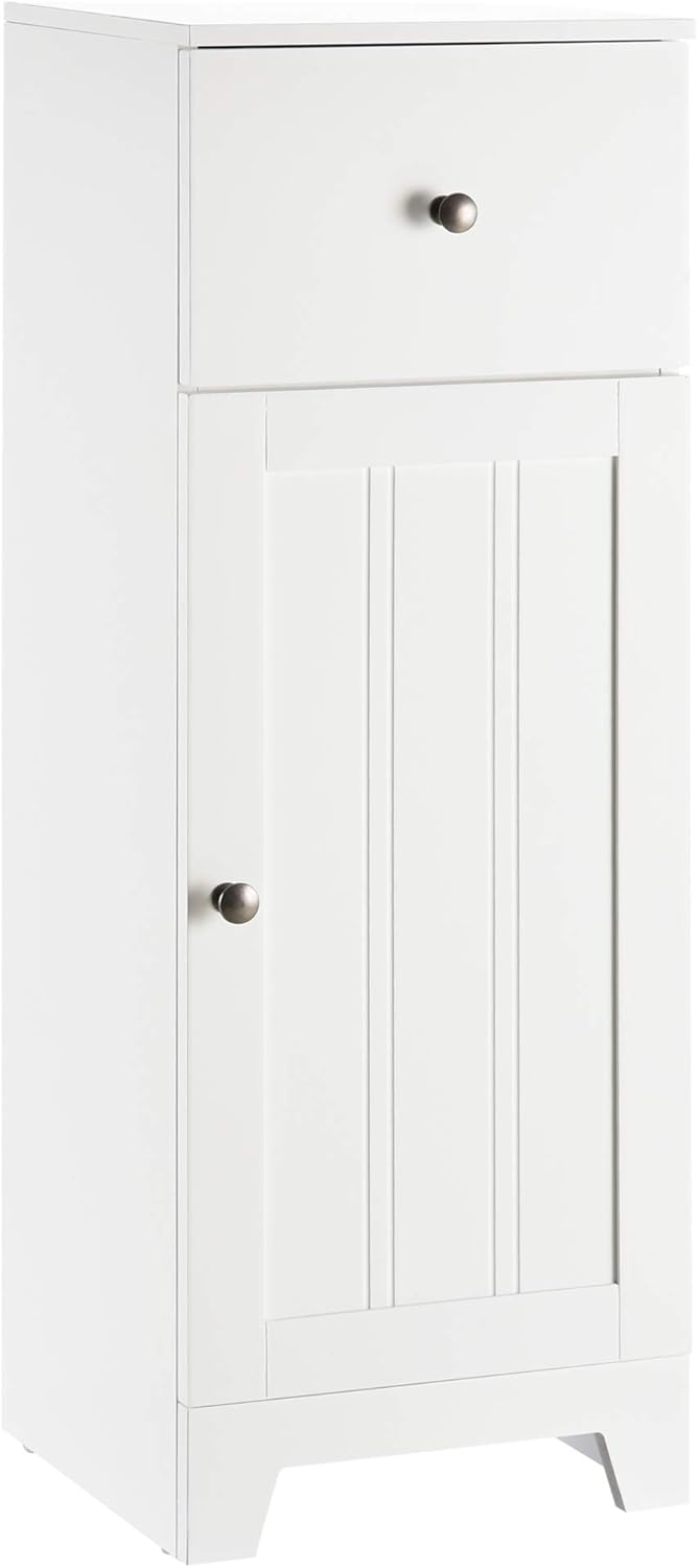 Small Grey Bathroom Floor Storage Cabinet with 1 Drawer and Adjustable Shelf Z308