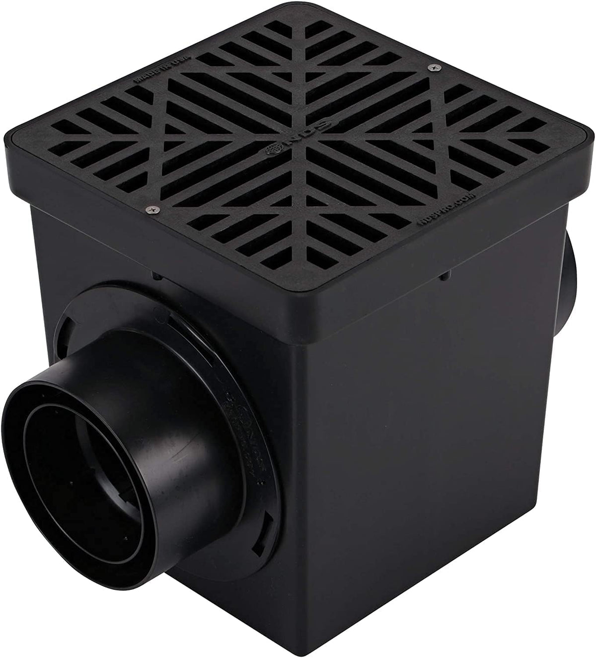 Square Catch Basin Drain Kit with 2-Opening, 2 Adapters, 1 Outlet Plug, 9-Inch Black Plastic Grate S324