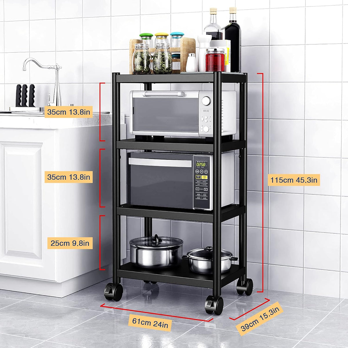Adjustable 4 Tier Stainless Steel Kitchen Baker's Rack C4329