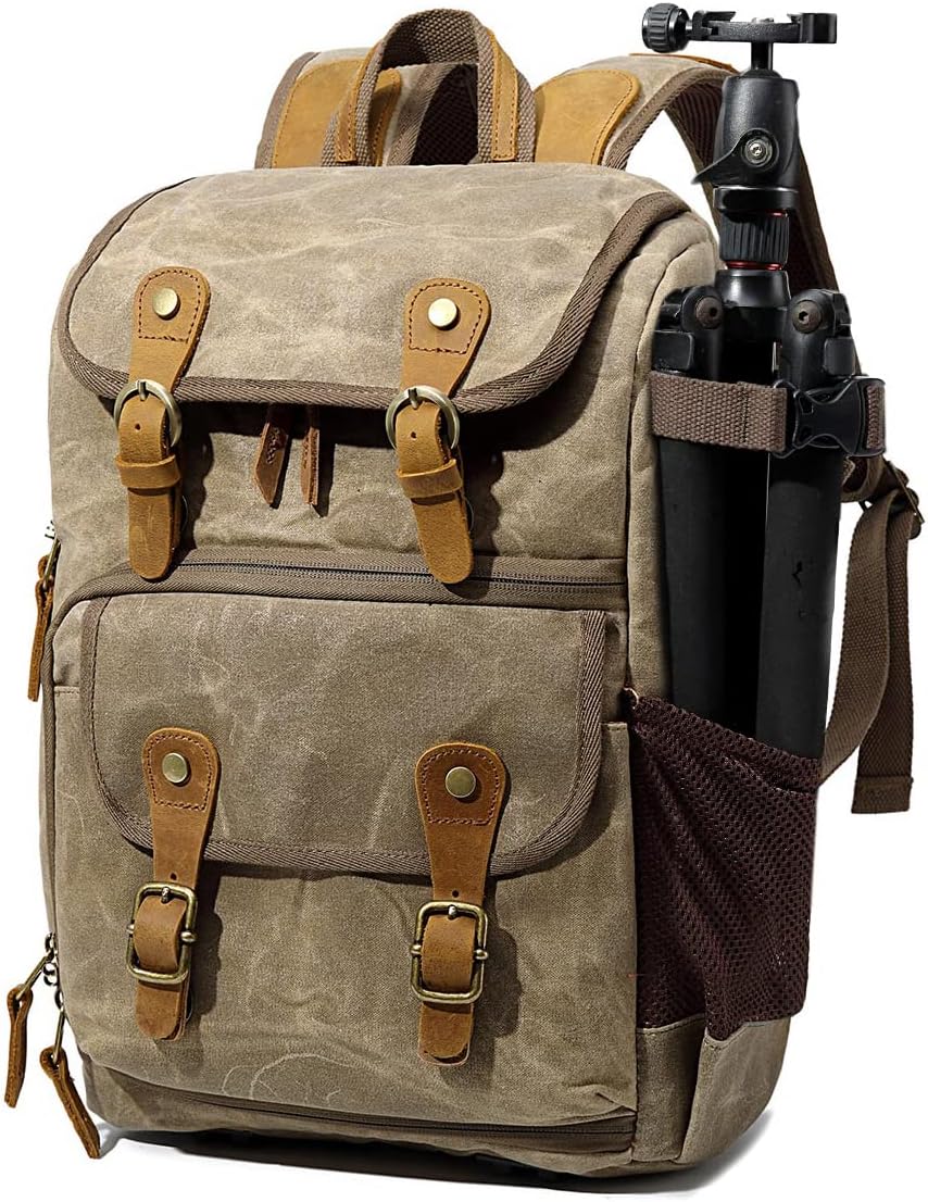 Waterproof Vintage Camera Backpack for DSLR SLR Cameras Laptops Lenses and Tripod C5200