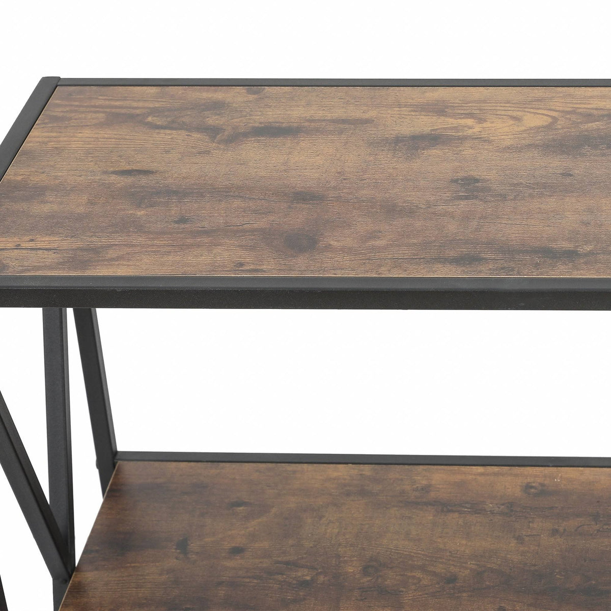 Walnut Wood Finish Metal Bookcase Q286871