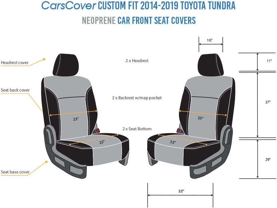 Neoprene Car Front Seat Covers Gray & Black D289
