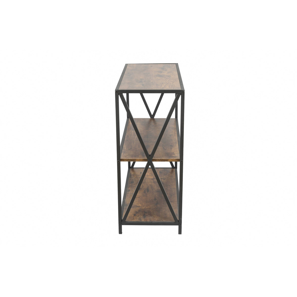 Walnut Wood Finish Metal Bookcase Q286871