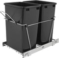 Double 35-Quart Chrome Wire Pullout Kitchen Trash Can S47403
