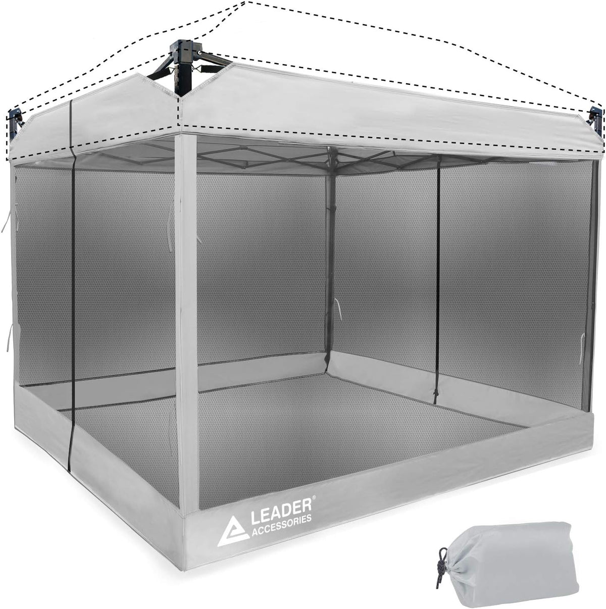 Grey Mesh Zippered Wall Panels for 10' x 10' Canopy, Pack of 2 R541515