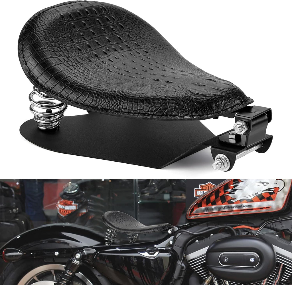 Leather Motorcycle Solo Seat Springs Mounting Bracket Kit Black with Seat Base J36974