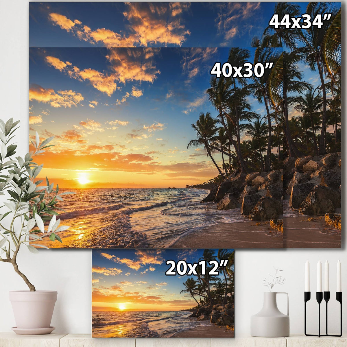 Tropical Island Beach Canvas 40 in. Wide x 20 in. High V873855