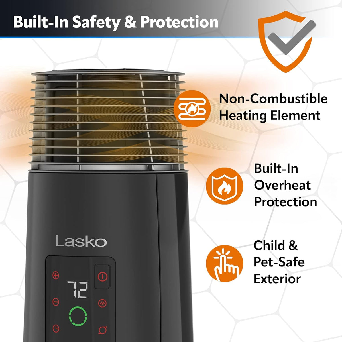 Black 1500W Oscillating Ceramic Tower Heater D87768