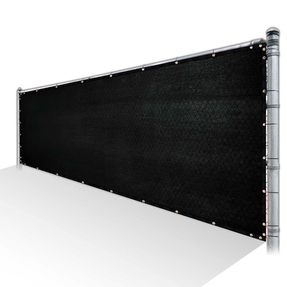 4 ft. x 195 ft. Black Privacy Fence Screen HDPE Mesh Screen with Reinforced Grommets H1863