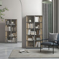 Grey Glass Display Cabinet with LED Lights and 4-Tier Shelves L1929