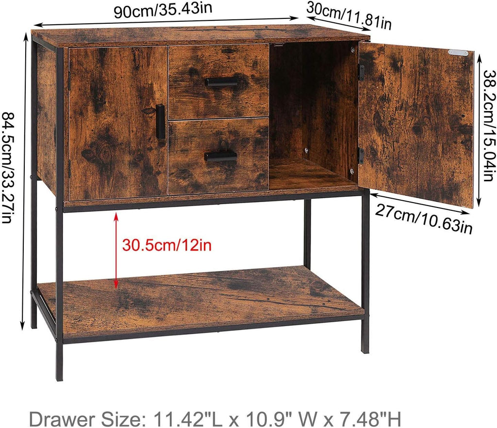 Rustic Brown Storage Cabinet with 2 Drawers S762