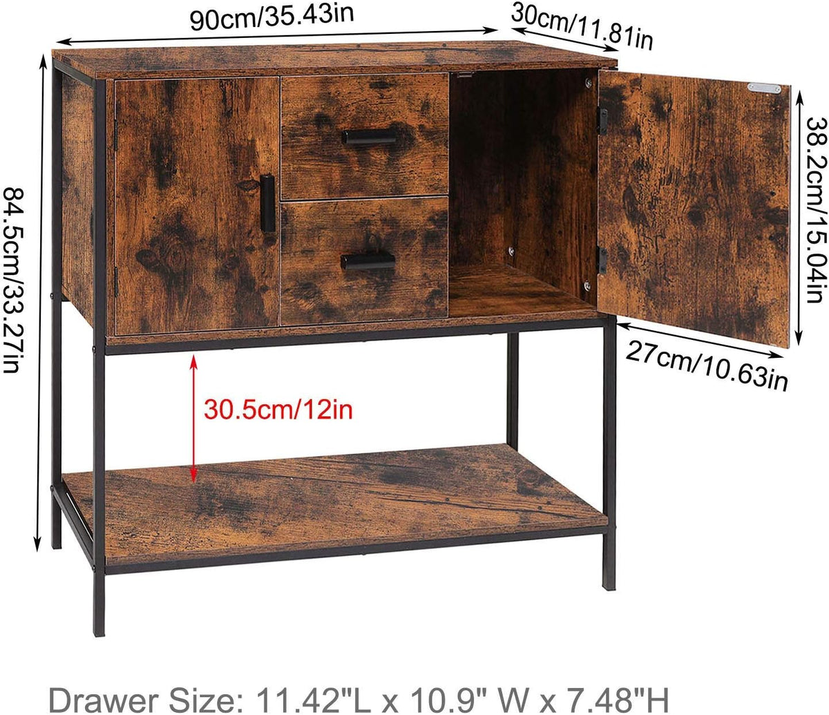Rustic Brown Storage Cabinet with 2 Drawers S762