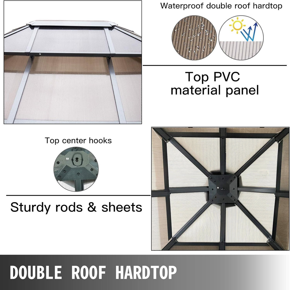 10' x 10' Polycarbonate Hardtop Aluminum Gazebo with Netting N166600