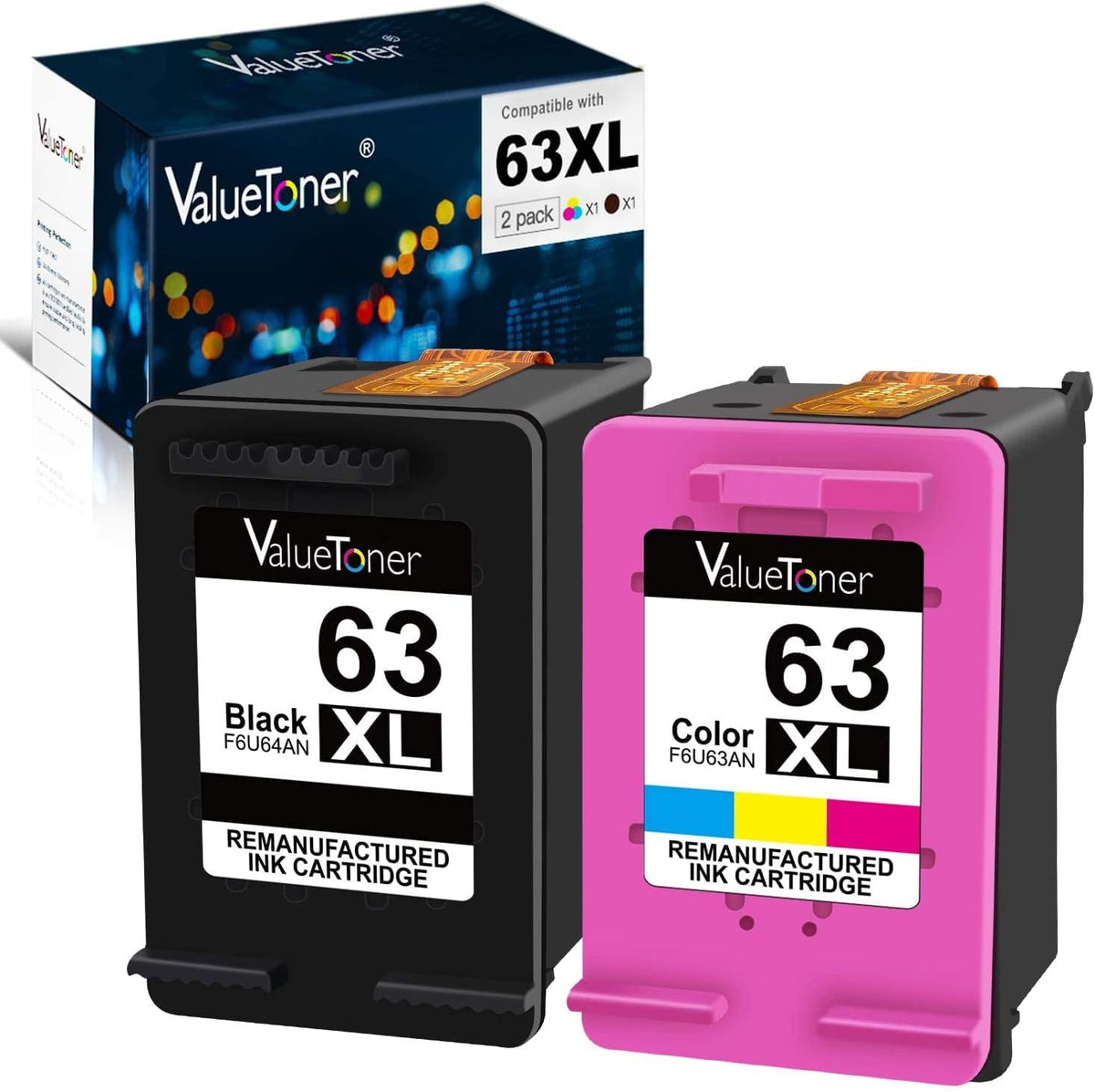 Remanufactured Ink Cartridge Replacement 1 Black 1 Color Pack of 2 P258323