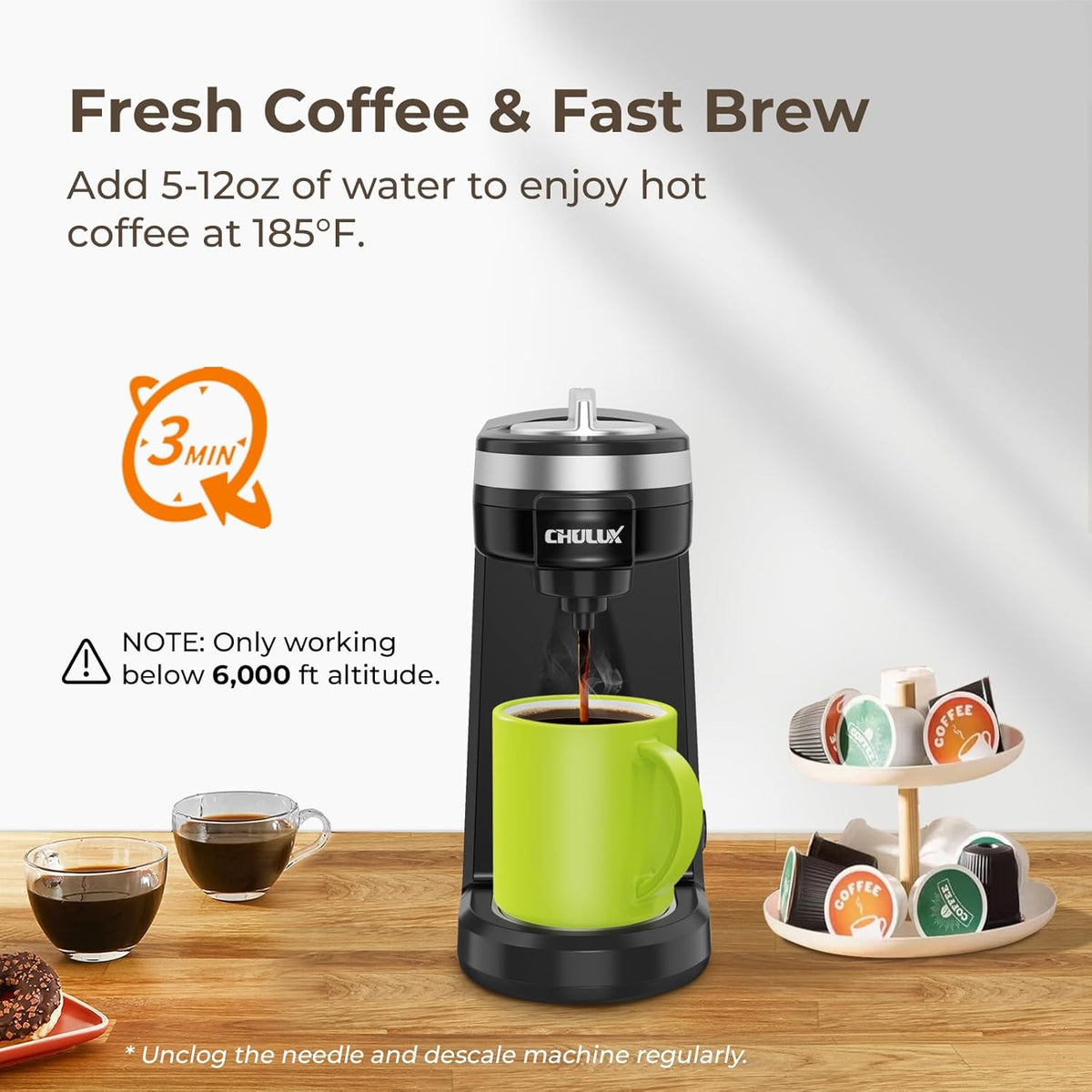 Mini 2 in 1 Single Serve Coffee Maker for K Cup & Ground Coffee J150
