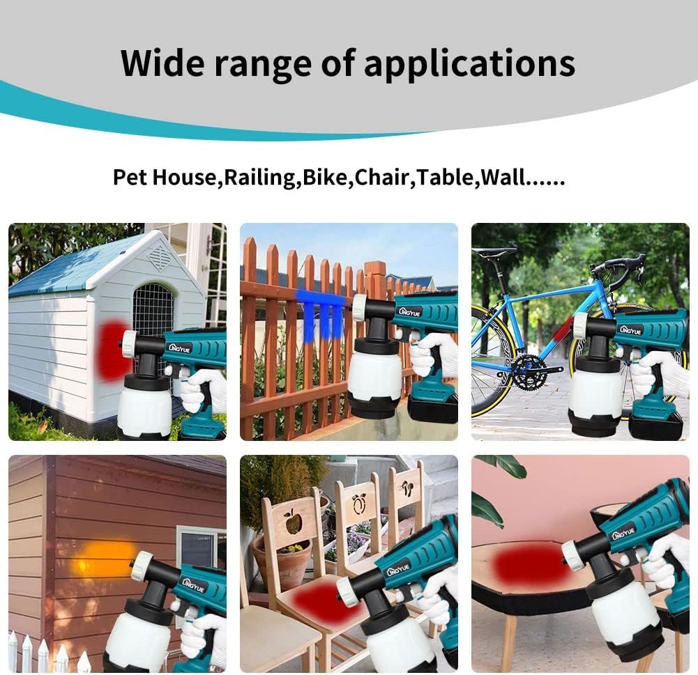 Cordless Paint Sprayer for 18V Battery, 3 Copper Nozzles, HVLP Spray Gun A24493