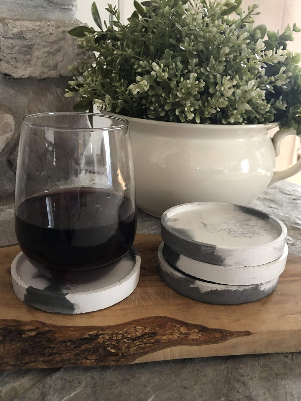 Grey and White Concrete Coasters (set of 4) C898