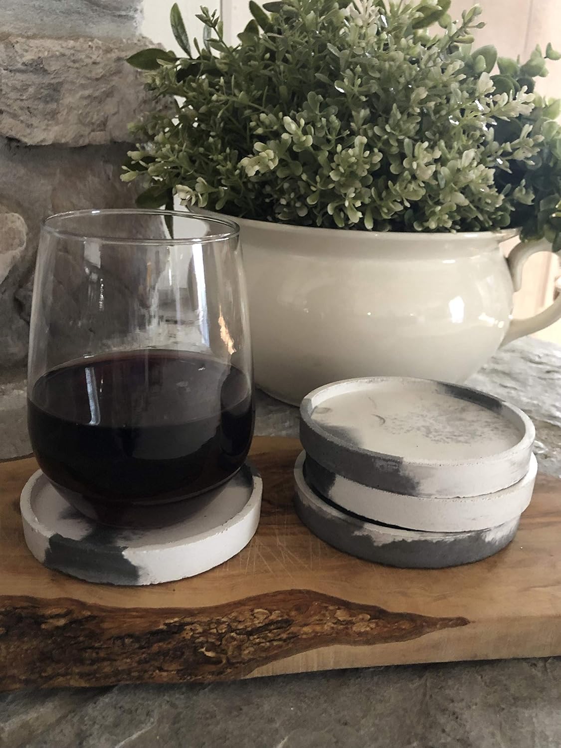 Grey and White Concrete Coasters (set of 4) C898