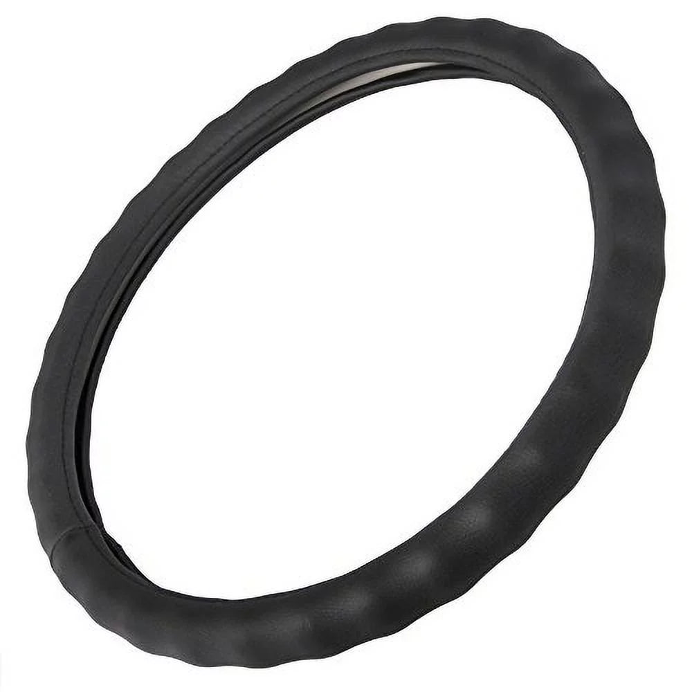 Genuine Leather Steering Wheel Cover Large 15"-16" Black L84676