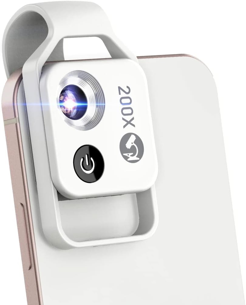 200X Mini Pocket Microscope with LED Light and Universal Clip I78324