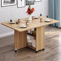 Expandable Rectangle Wood Drop Leaf Dining Table with 6 Wheels R905